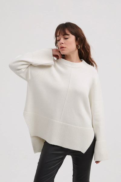 DEEP SPLIT KNIT- IVORY