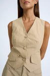 CARGO CROPPED WAISTCOAT - BEIGE