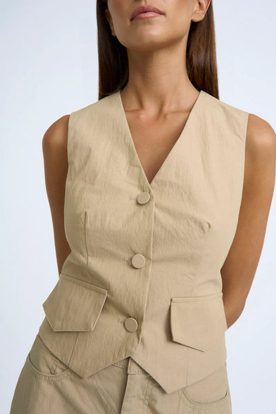 CARGO CROPPED WAISTCOAT - BEIGE