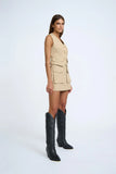 CARGO CROPPED WAISTCOAT - BEIGE