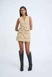CARGO CROPPED WAISTCOAT - BEIGE