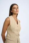 CARGO CROPPED WAISTCOAT - BEIGE