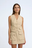 CARGO CROPPED WAISTCOAT - BEIGE