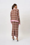 CAROLINA CHECK KNIT ANKLE SKIRT - BROWN PINK