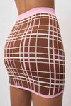 CAROLINA CHECK KNIT MINI SKIRT - BROWN PINK