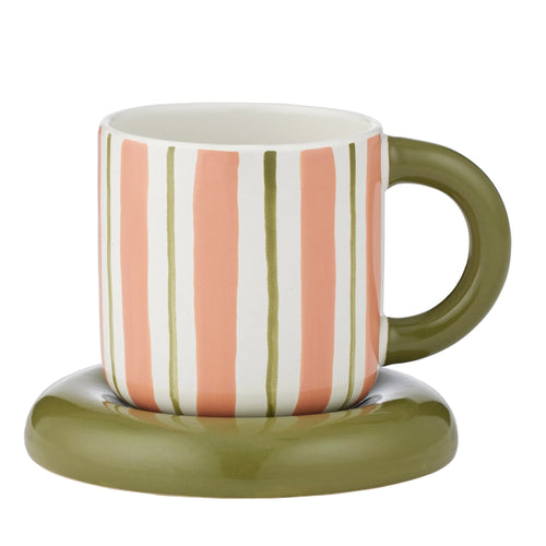 Candy Ceramic Cup & Saucer Pink/Olive