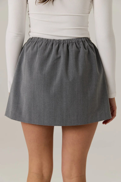 Nova Pinstripe Mini Skirt - Iron Pinstripe