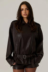 Berkley Vegan Leather Biker Jacket - Dark Truffle