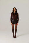 Stevie Vegan Leather Short - Dark Truffle