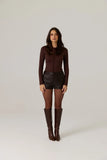 Stevie Vegan Leather Short - Dark Truffle