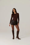 Stevie Vegan Leather Short - Dark Truffle