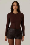 Stevie Vegan Leather Short - Dark Truffle