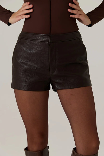 Stevie Vegan Leather Short - Dark Truffle