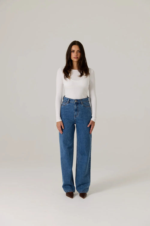 Romy High Rise Jean - Mid Wash