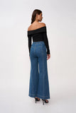 DELLA DENIM WIDE LEG JEAN - BLUE WASH