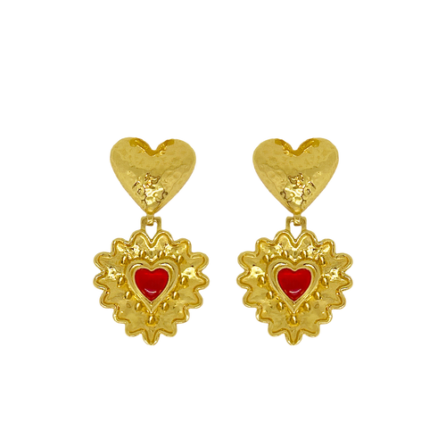 CORDELIA EARRINGS | GOLD & RED