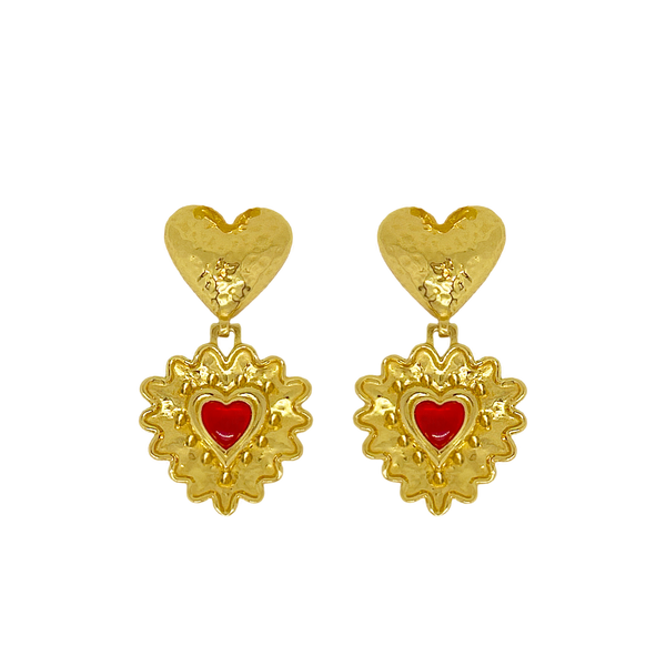 CORDELIA EARRINGS | GOLD & RED