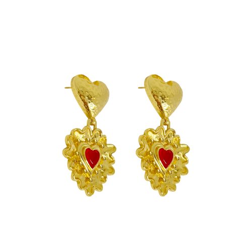 CORDELIA EARRINGS | GOLD & RED