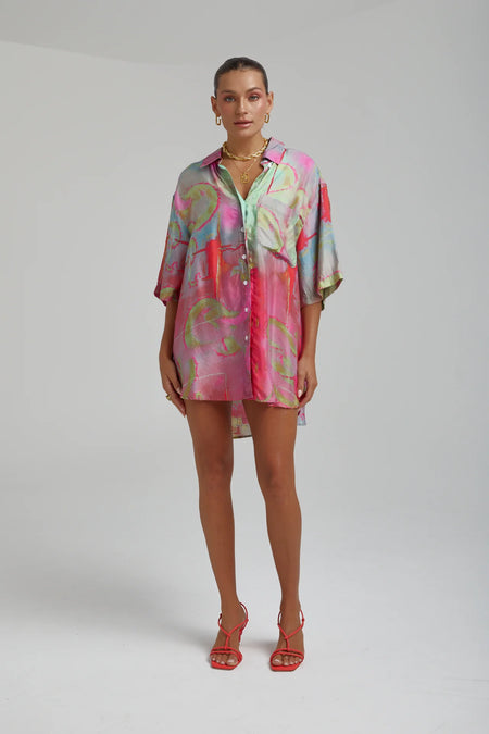 BUTTON UP SHIRT - PANSY DRIP