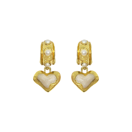 Elena Earrings | Gold Pearl