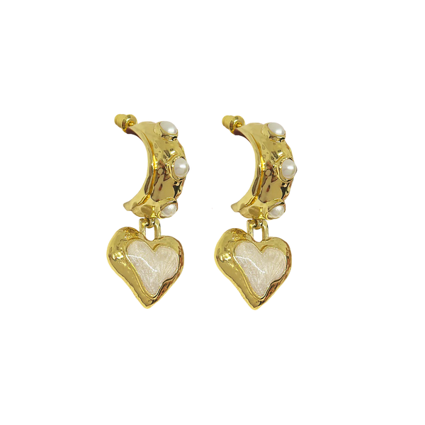 Elena Earrings | Gold Pearl