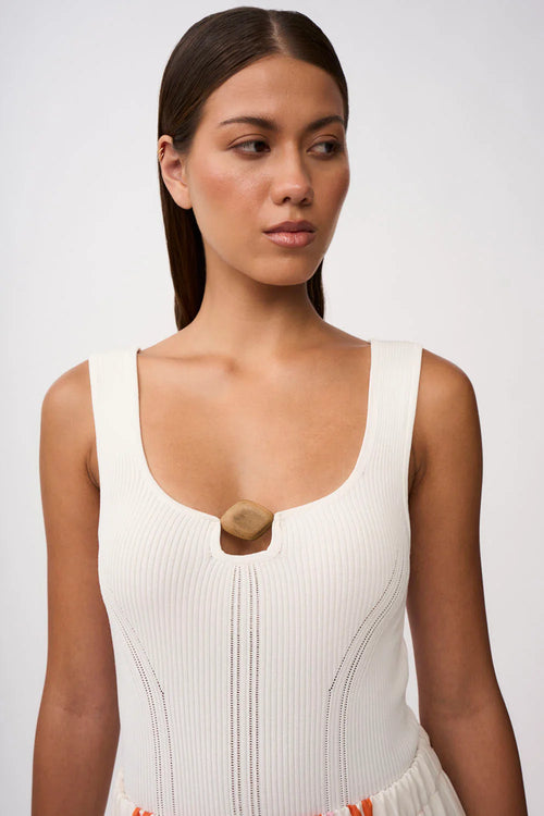 ECO BEAD KNIT TOP- IVORY