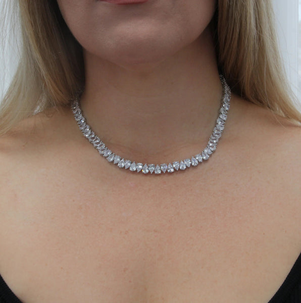 Eleganza Rose Gold Choker Necklace with white Zirconia