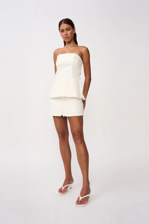 EMBER DENIM BODICE TOP- IVORY DENIM