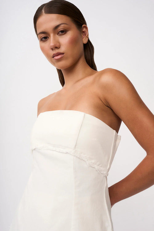 EMBER DENIM BODICE TOP- IVORY DENIM