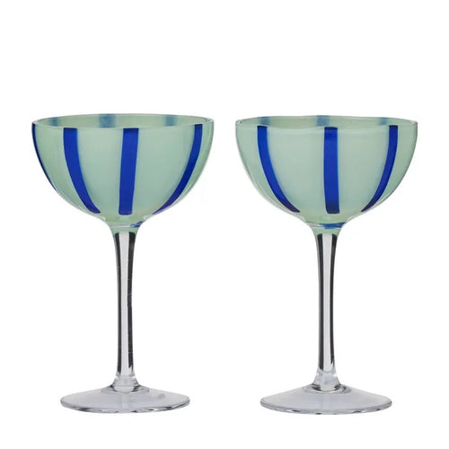 Aperitivo S/2 Coupe Glass Green/Blue