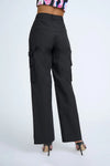 FEMME WIDE LEG CARGO PANT - BLACK