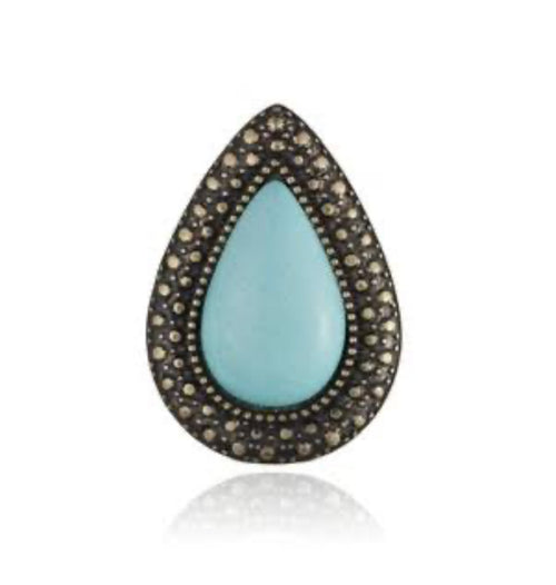 Bohemian Bardot Ring- Aqua