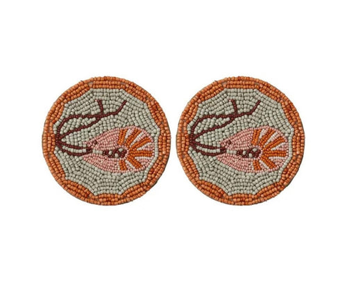 G’DAY BEADED COASTERS 10 cm CORAL