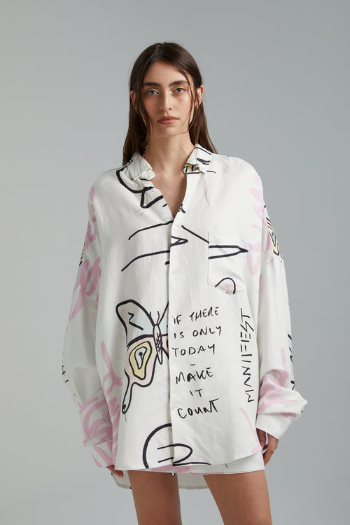 OVERSIZED LS SHIRT-GRAFFITI BUTTERFLY