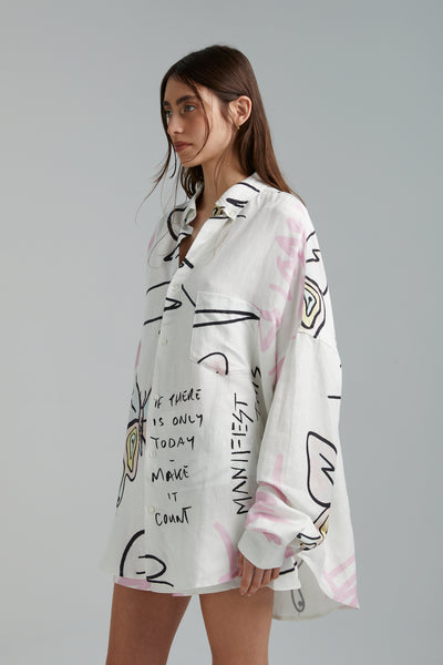 OVERSIZED LS SHIRT-GRAFFITI BUTTERFLY