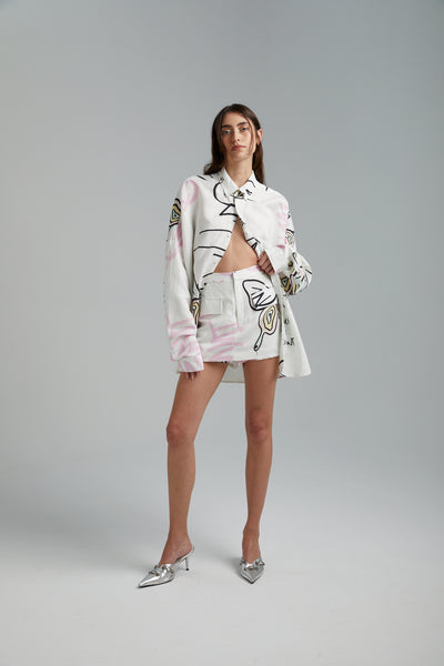 OVERSIZED LS SHIRT-GRAFFITI BUTTERFLY