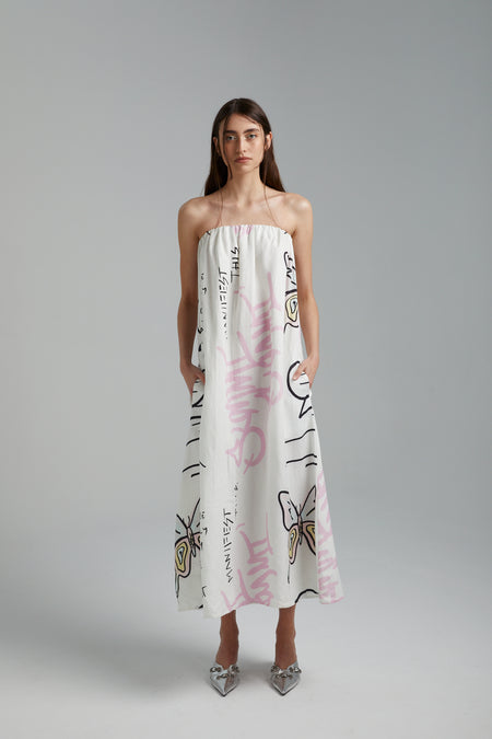 Zoya Longsleeve Maxi Dress- Zebra