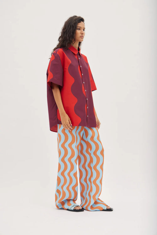 SANTANA - COLLARED SHIRT- SONIC PRINT SILK COTTON VOILE