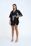 HIBISCUS ROSE SHIRT - BLACK