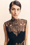 Jamila Lace High Neck Maxi Dress - Black