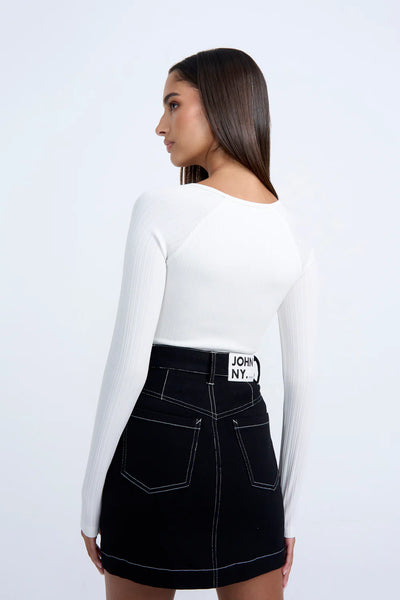 JOHNNY JEAN MINI SKIRT - BLACK WHITE