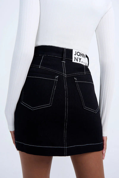 JOHNNY JEAN MINI SKIRT - BLACK WHITE