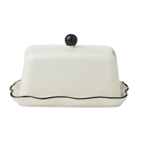 Winslow Ceramic Butter Dish Ivory/Black 20x11x9cm