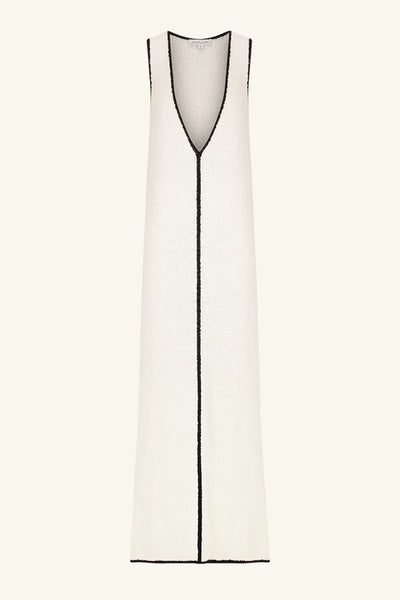 Lena Plunged Maxi Dress - Ivory/Black