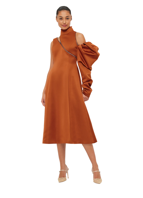 Annalise One Shoulder Midi Dress - Toffee