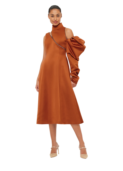 Annalise One Shoulder Midi Dress - Toffee