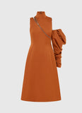 Annalise One Shoulder Midi Dress - Toffee