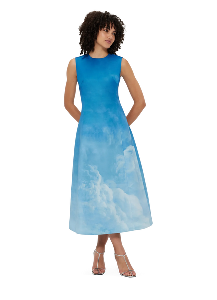 Cleo Sleeveless Midi Dress - Aerial Print