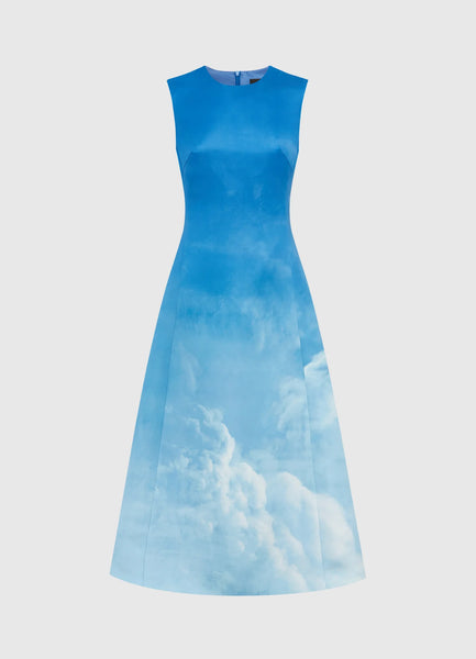 Cleo Sleeveless Midi Dress - Aerial Print