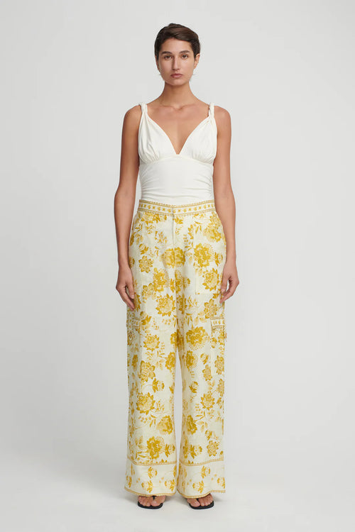 LUNA WIDE LEG PANT GOLDEN NECTAR